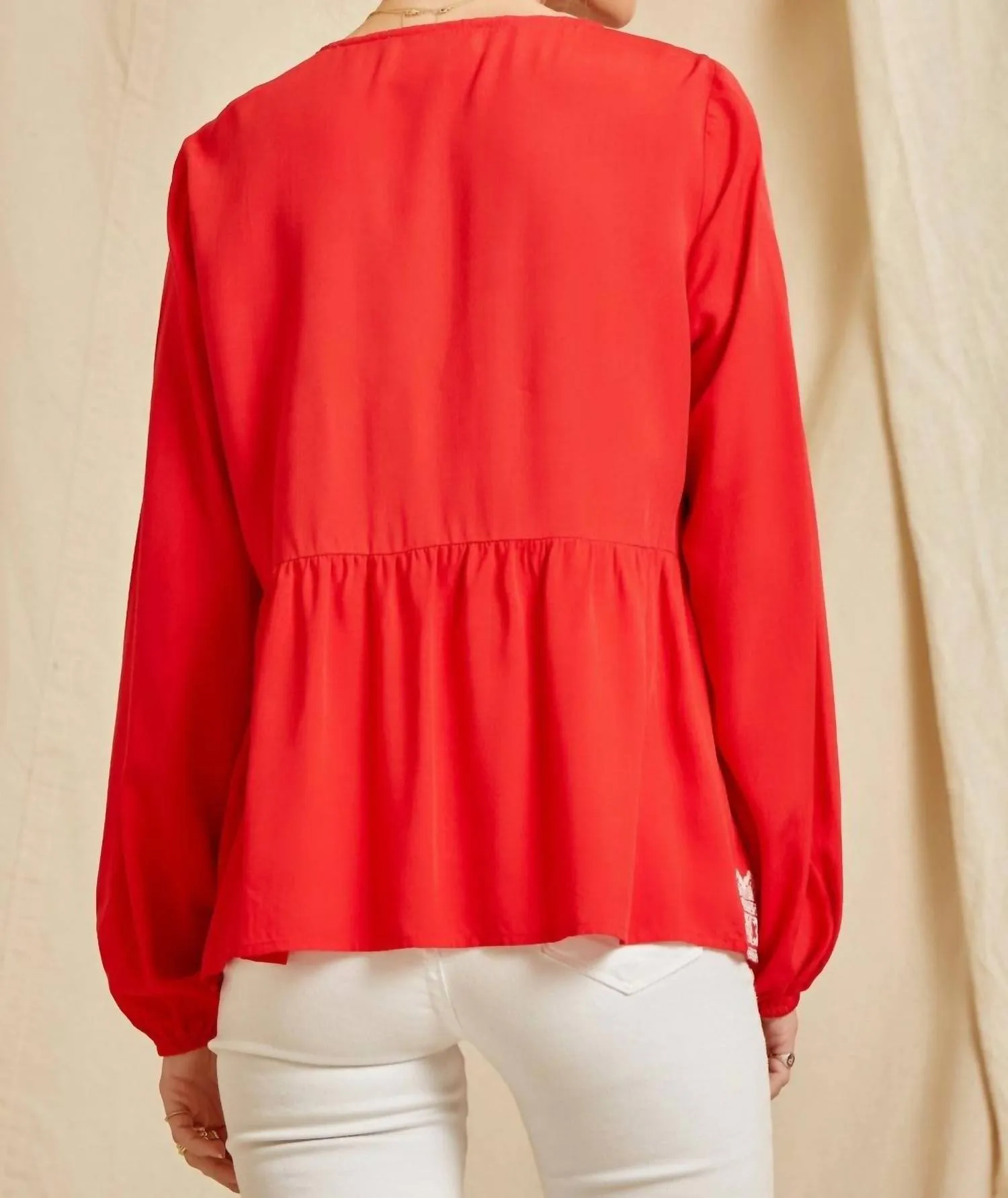 Andree By Unit - Embroidered Peplum Blouse