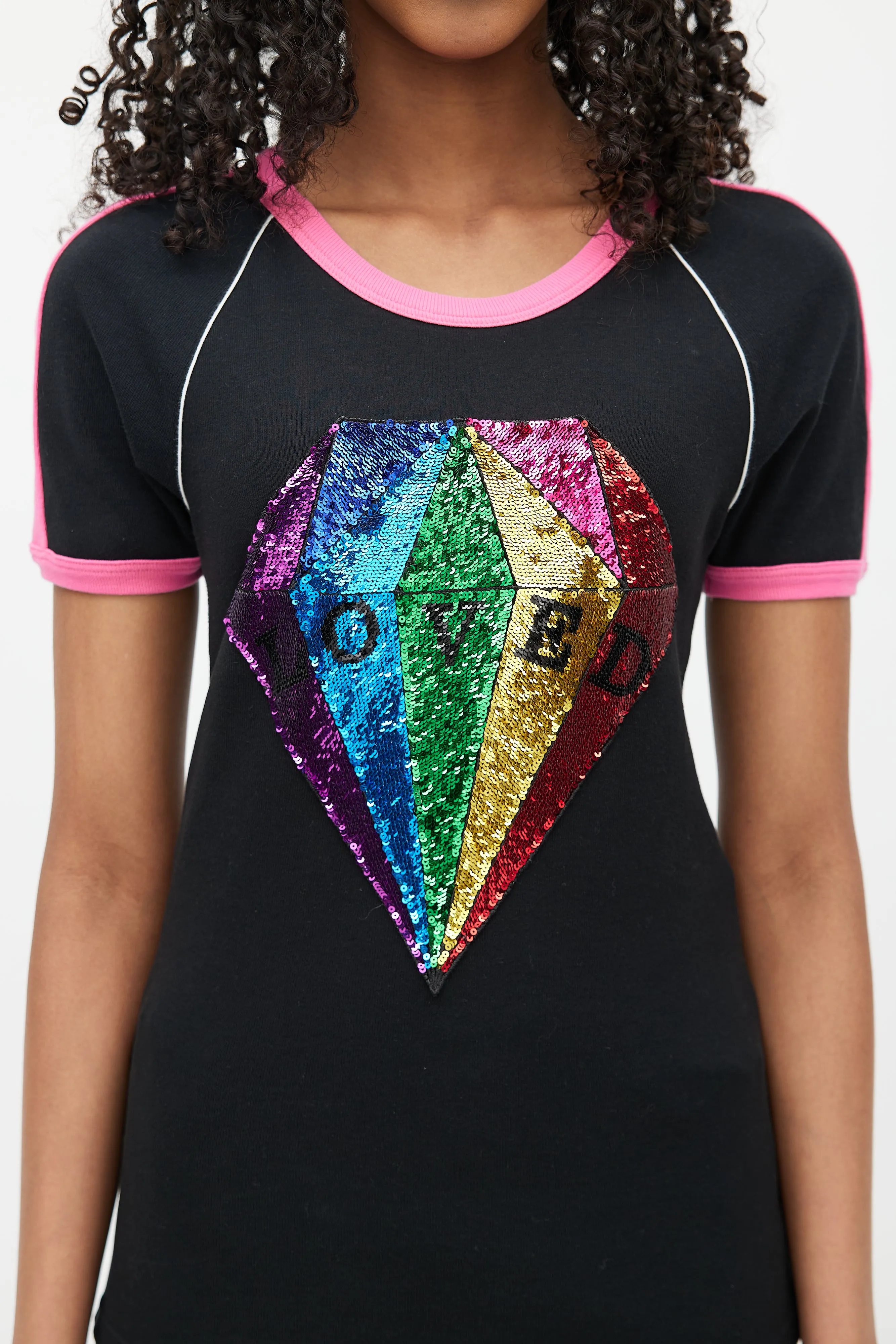 Black & Multicolour Loved Sequin Top