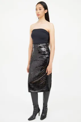 Black Sequin Midi Skirt