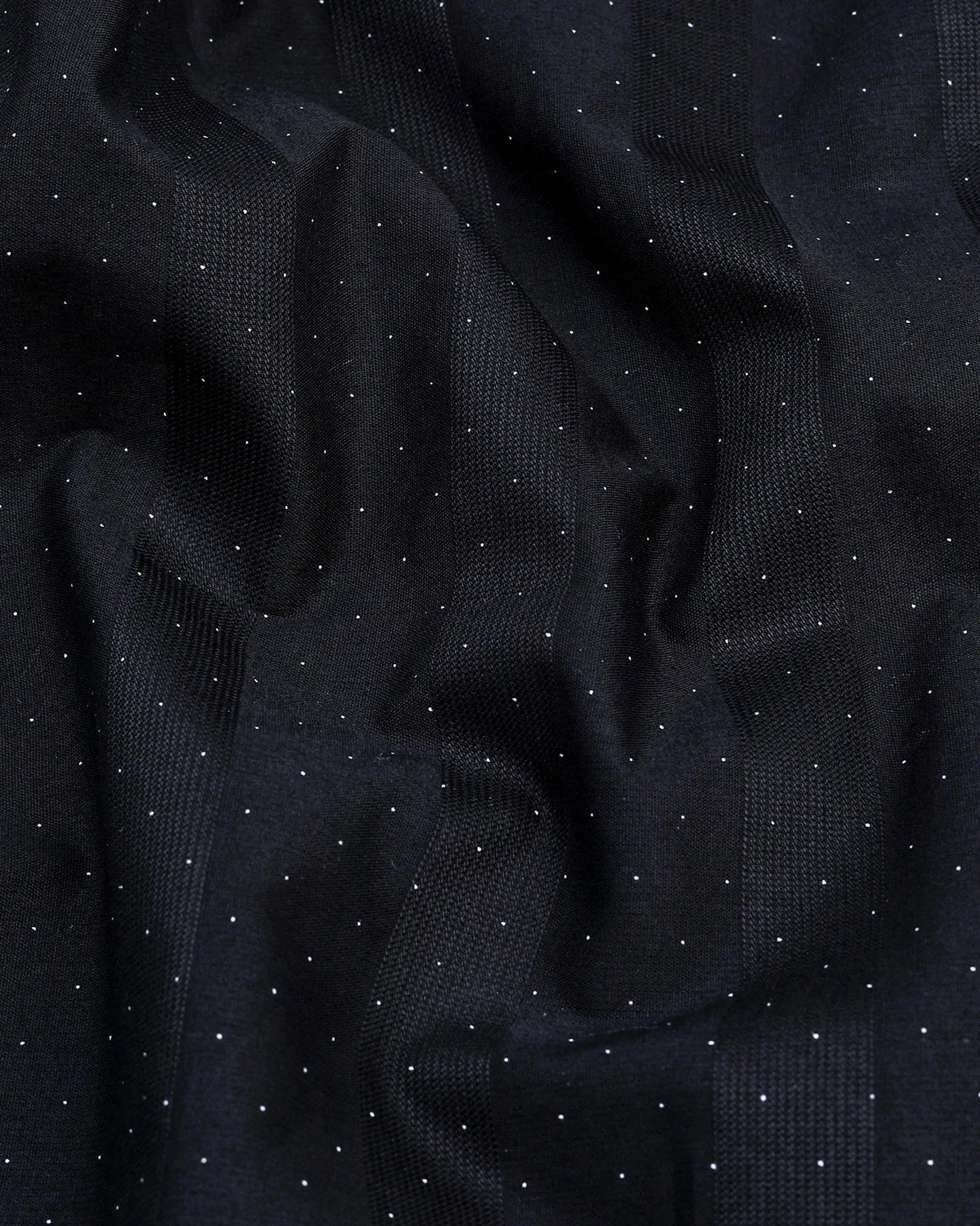 Black Weft Stripe With White Dotted Premium Dobby Cotton Shirt
