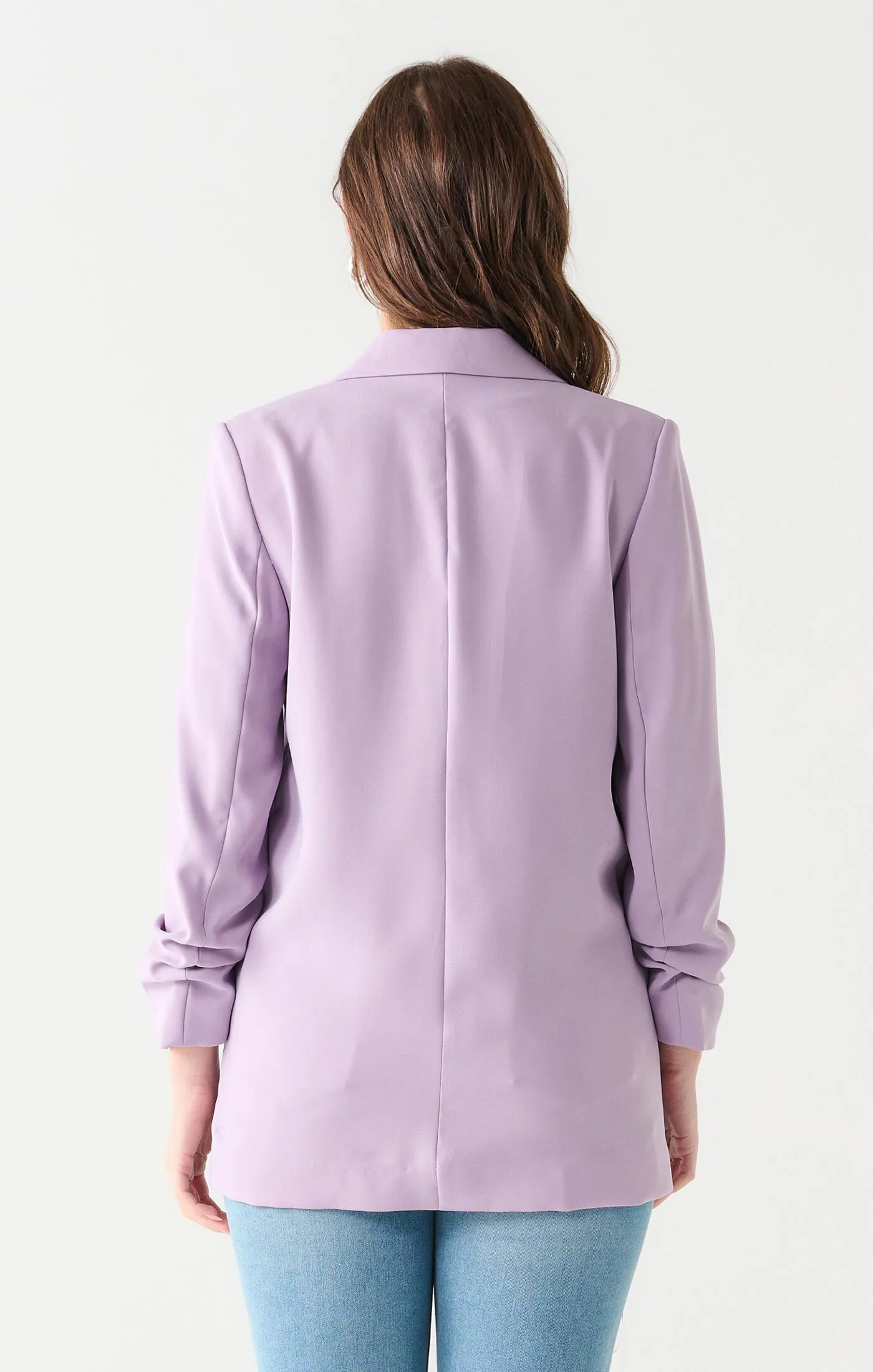 BT2329502 Ruched Sleeve Flowy Blazer