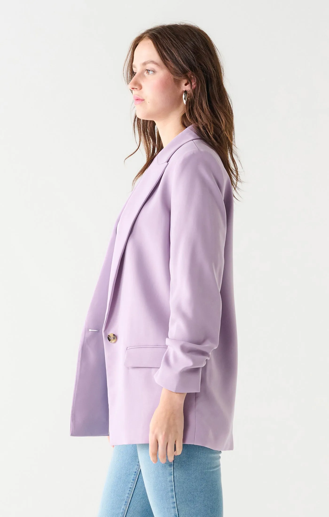 BT2329502 Ruched Sleeve Flowy Blazer
