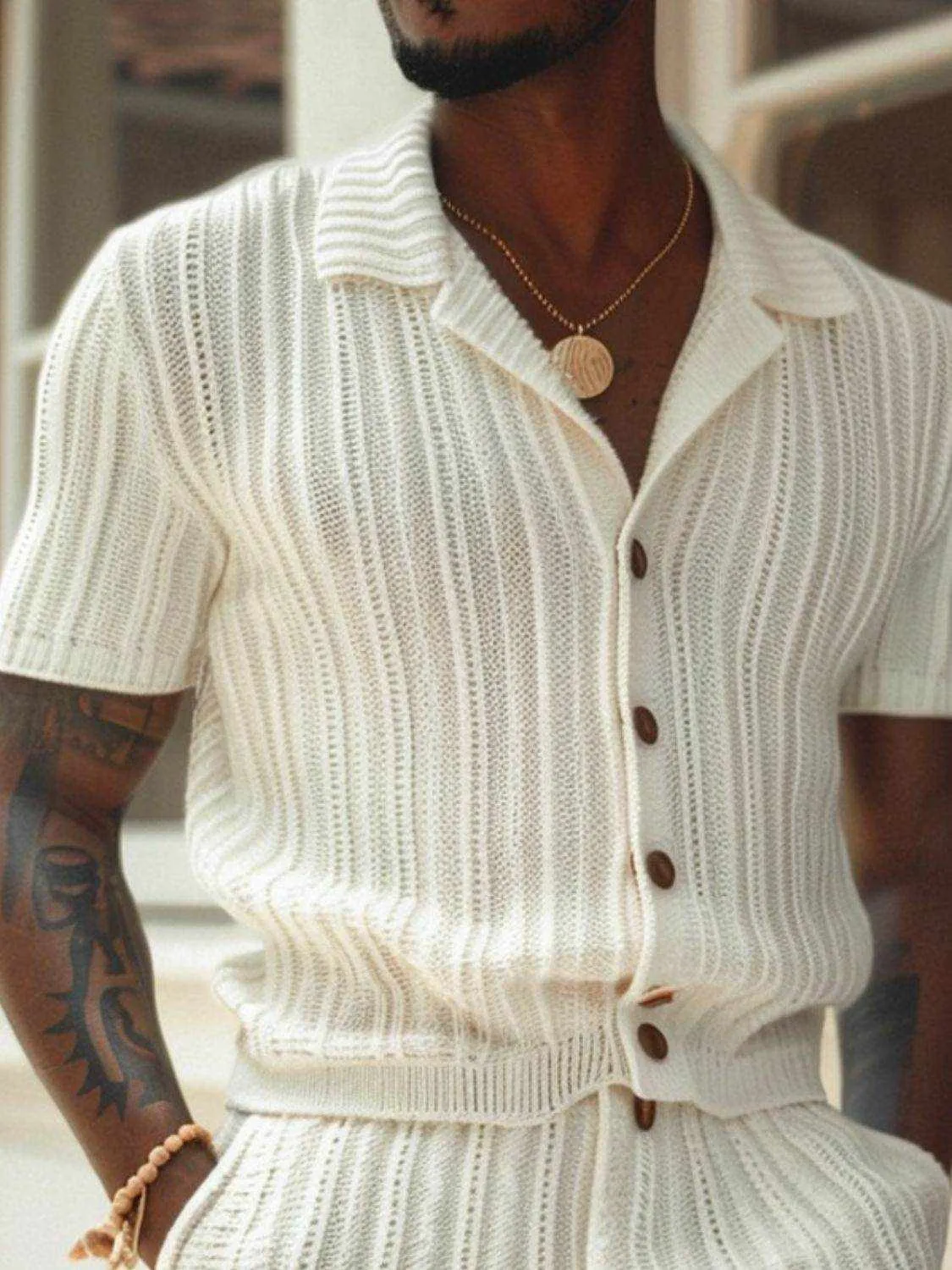 Button Down Short Sleeve Top and Shorts Set