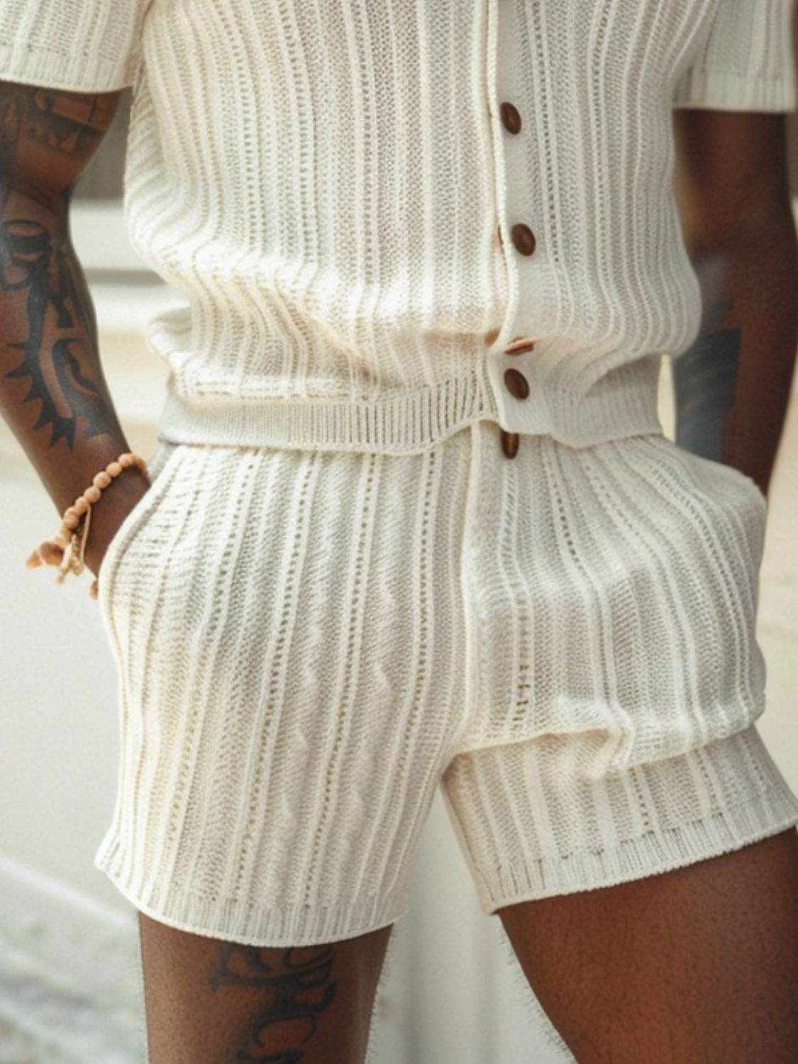 Button Down Short Sleeve Top and Shorts Set