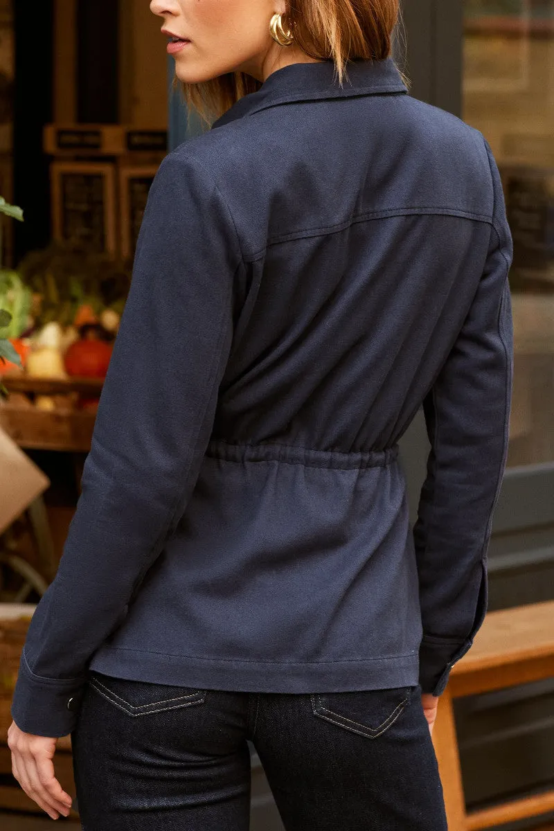 Ex Lipsy Navy Blue Utility Pocket Button Through Jacket