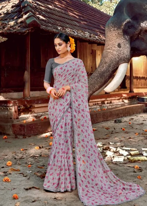 Fancy Casual Wear Chiffon Printed Sarees Collection