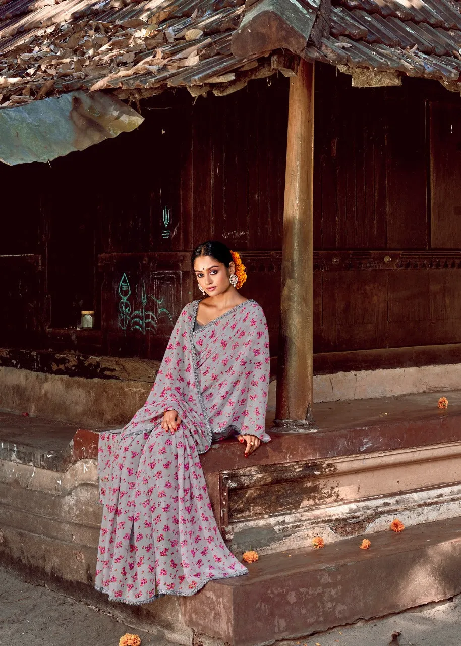 Fancy Casual Wear Chiffon Printed Sarees Collection