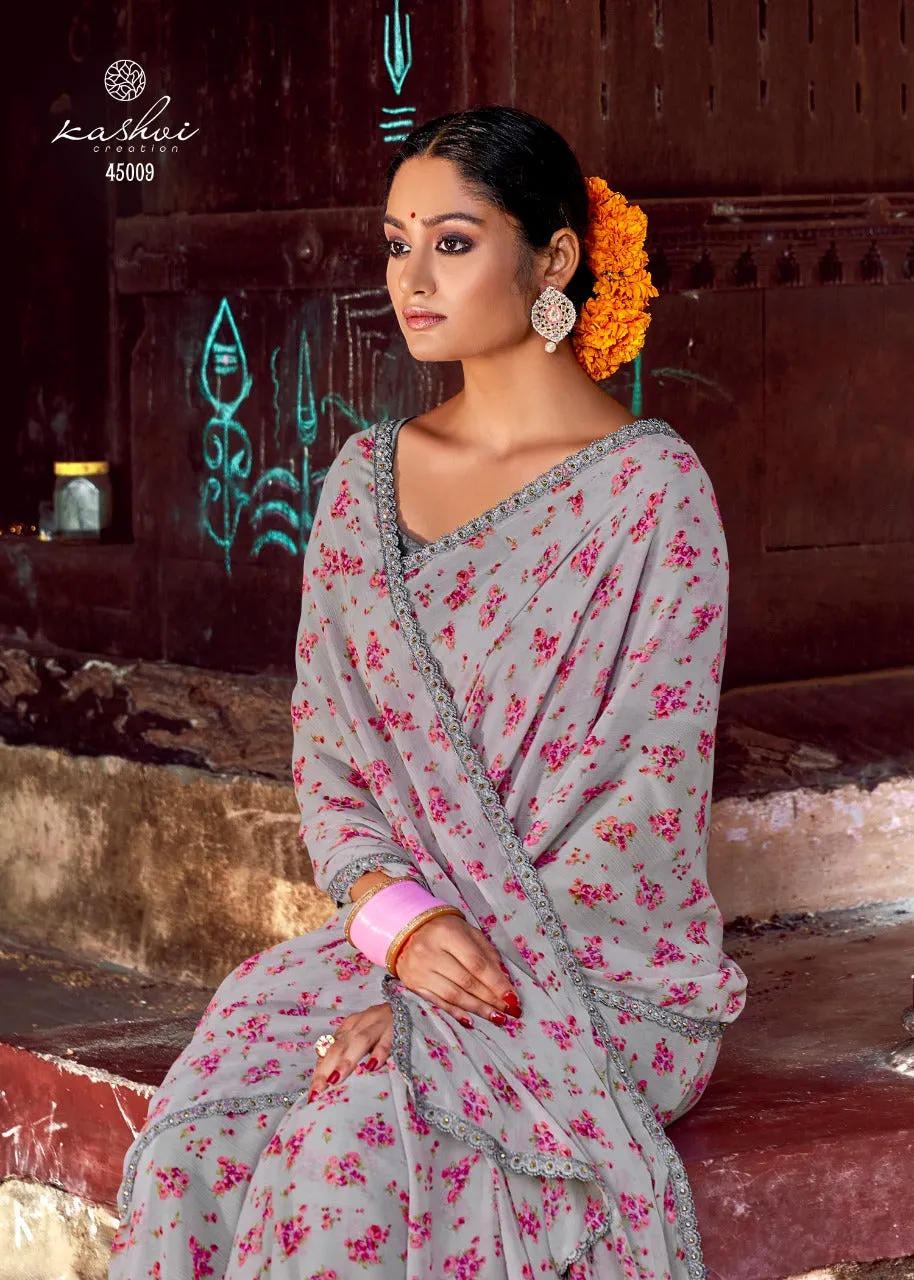 Fancy Casual Wear Chiffon Printed Sarees Collection