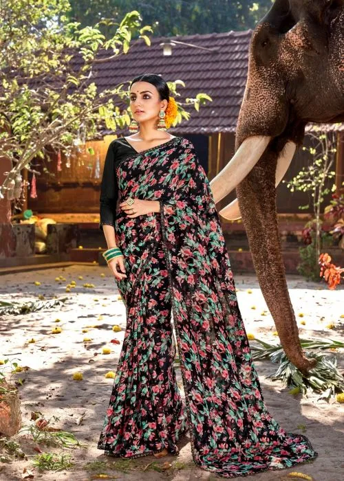 Fancy Casual Wear Chiffon Printed Sarees Collection