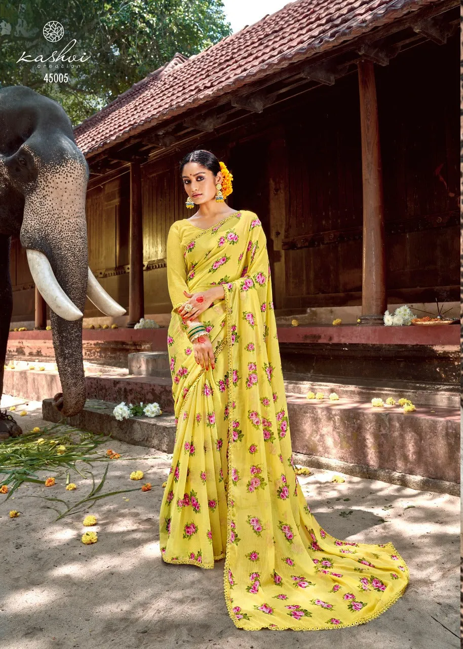 Fancy Casual Wear Chiffon Printed Sarees Collection