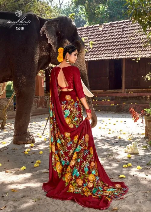 Fancy Casual Wear Chiffon Printed Sarees Collection