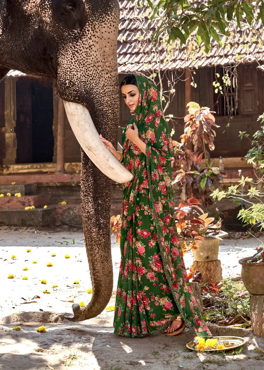 Fancy Casual Wear Chiffon Printed Sarees Collection
