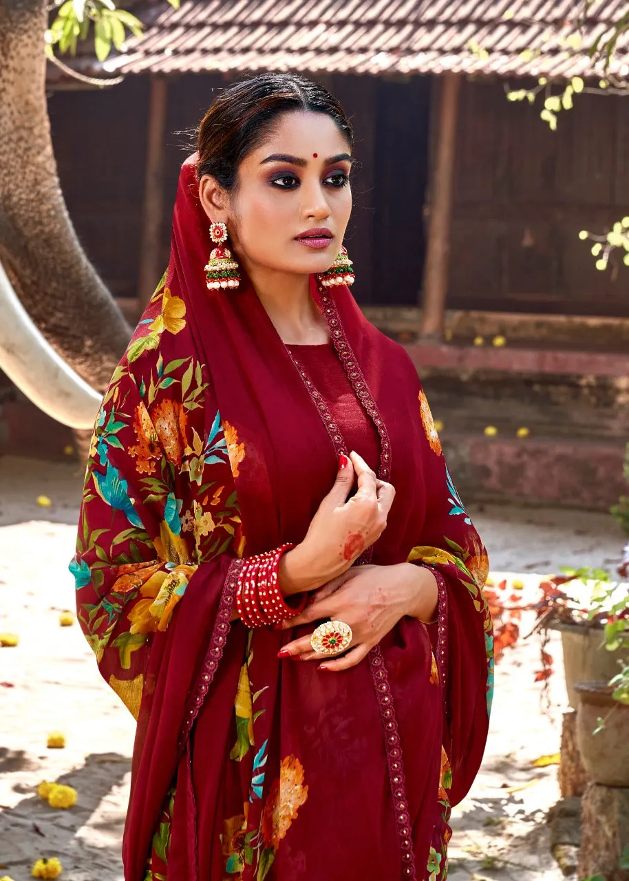 Fancy Casual Wear Chiffon Printed Sarees Collection