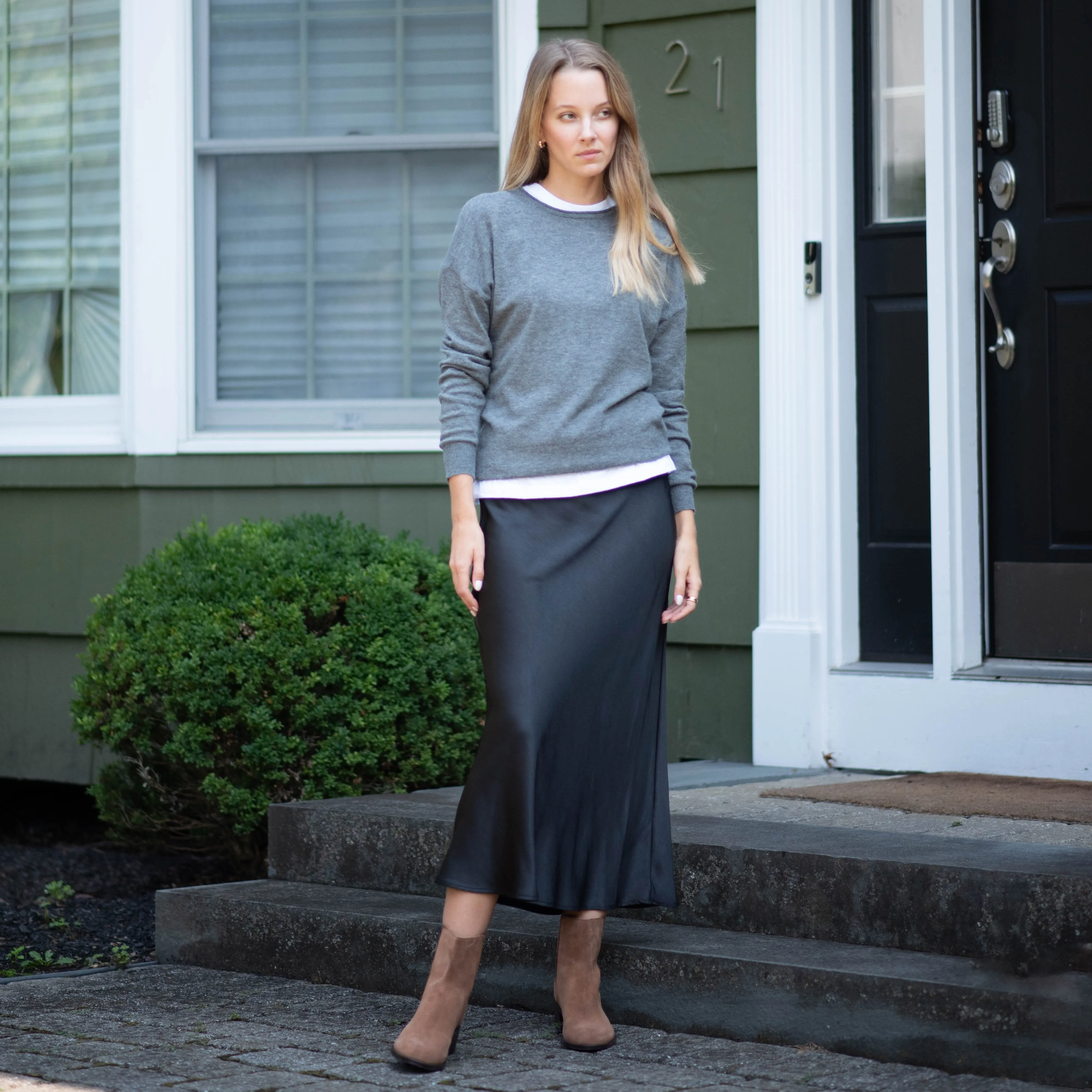 Midi Slip Skirt | Black