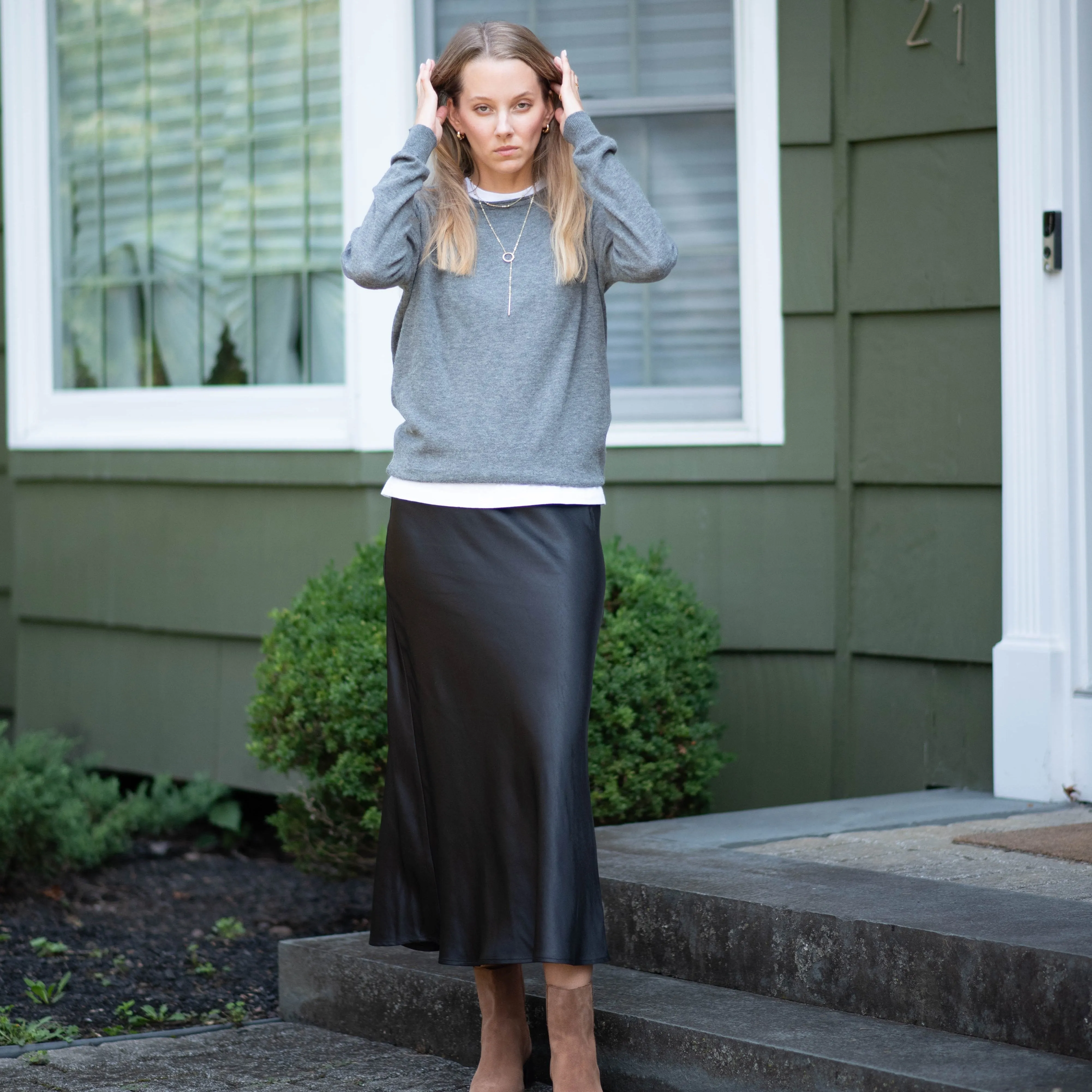 Midi Slip Skirt | Black