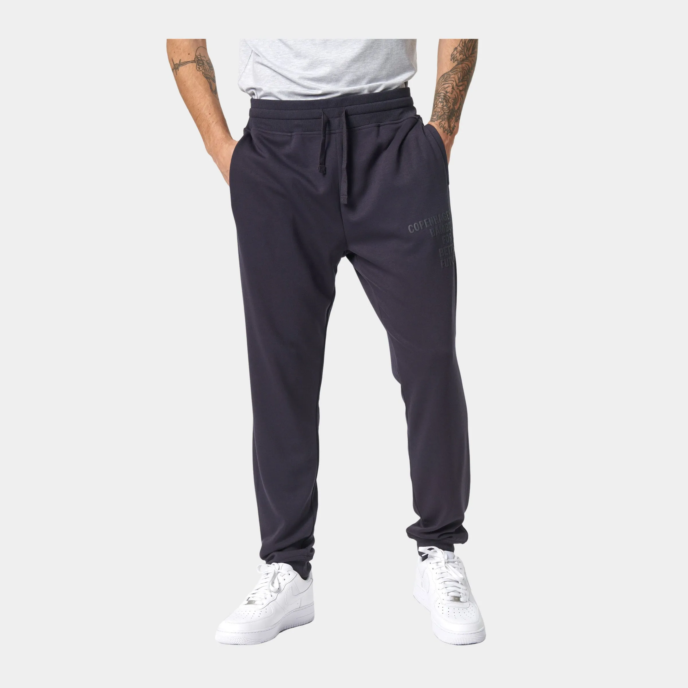 Mørkegrå bambus sweatpants med logo