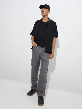 Nuon Dark Grey Relaxed-Fit Mid-Rise Cotton Chinos
