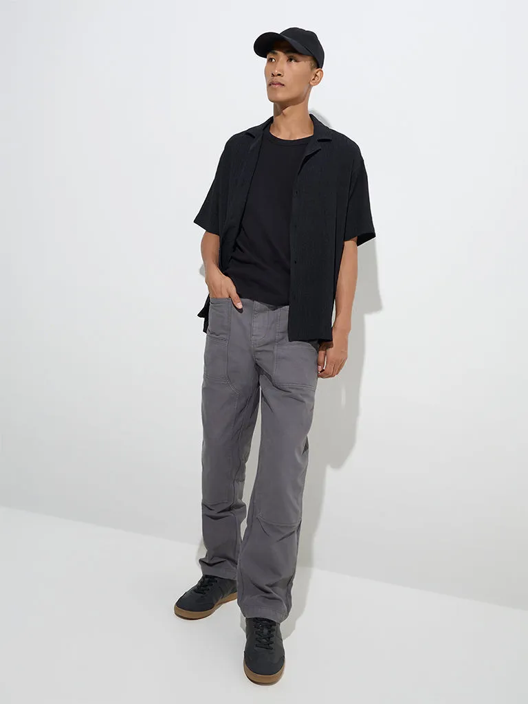 Nuon Dark Grey Relaxed-Fit Mid-Rise Cotton Chinos