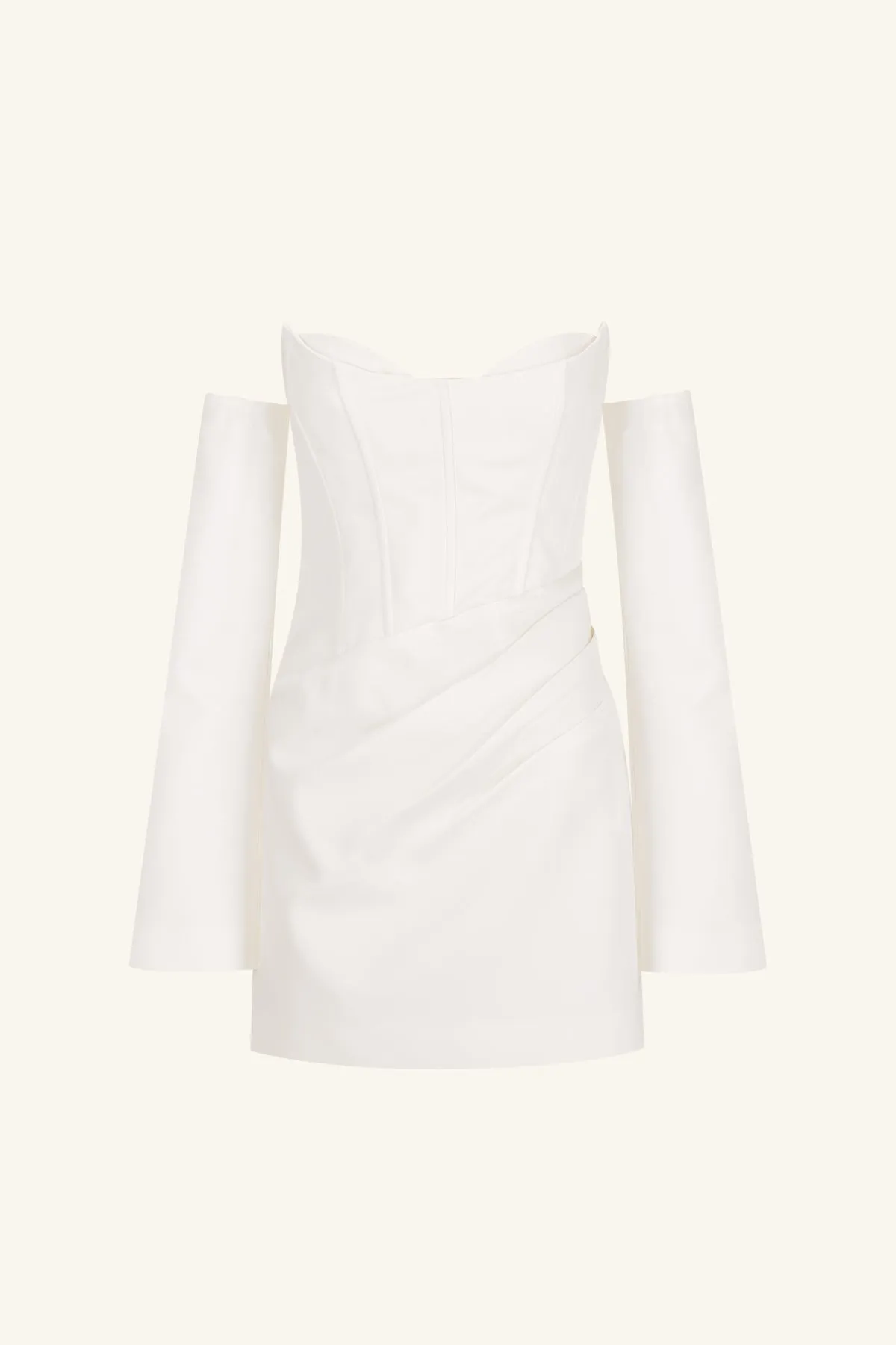 OAKLEY STRAPLESS DRAPED MINI DRESS - IVORY