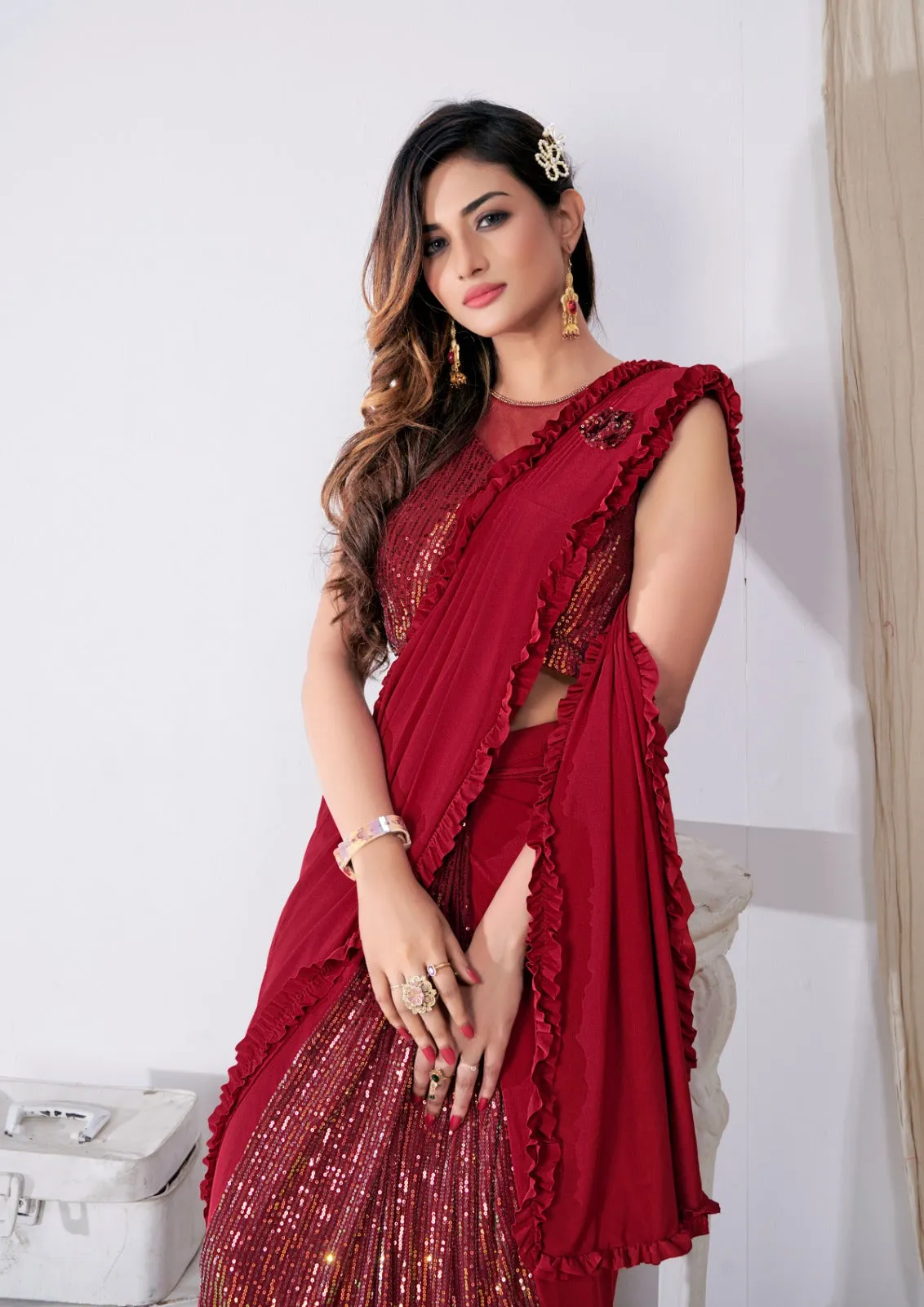 Partywear Designer Ready to Wear Saree Dno 101790