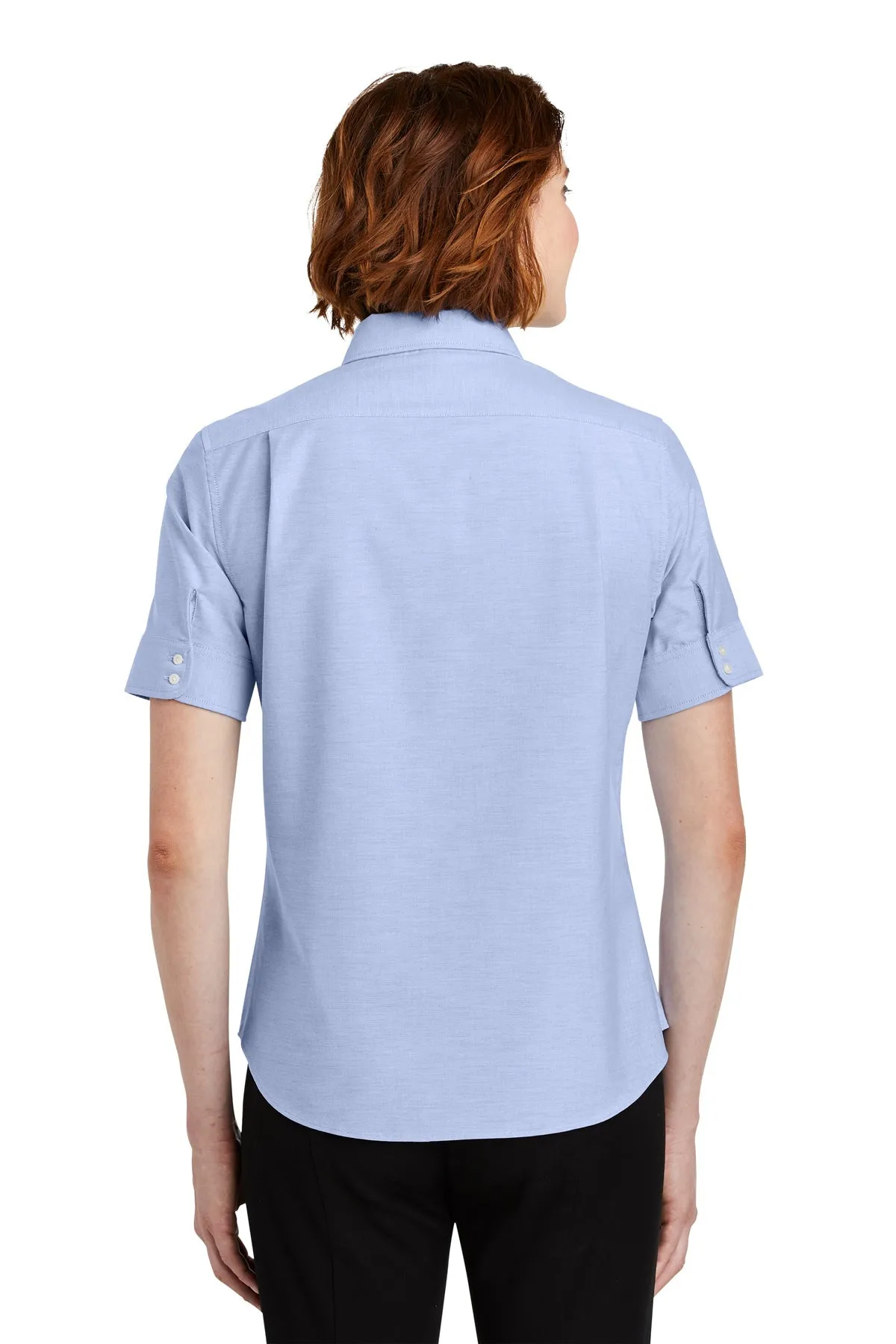 Port Authority Ladies Short Sleeve SuperPro Branded Oxford Shirts, Oxford Blue