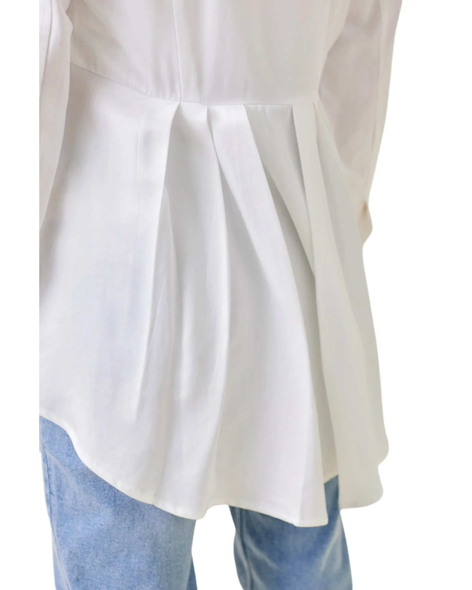 Snow White Peplum Back Button Up Shirt