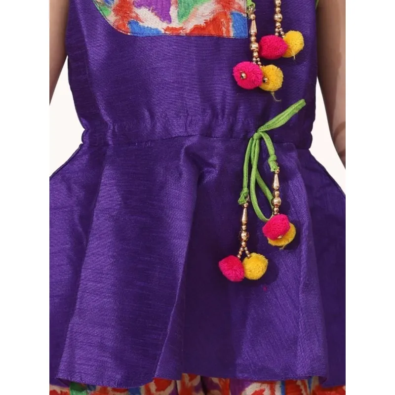Triangle Print Patch Peplum dhoti For Girls