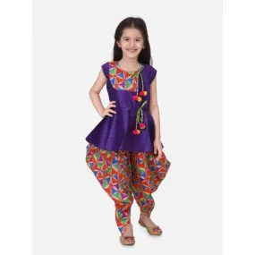 Triangle Print Patch Peplum dhoti For Girls