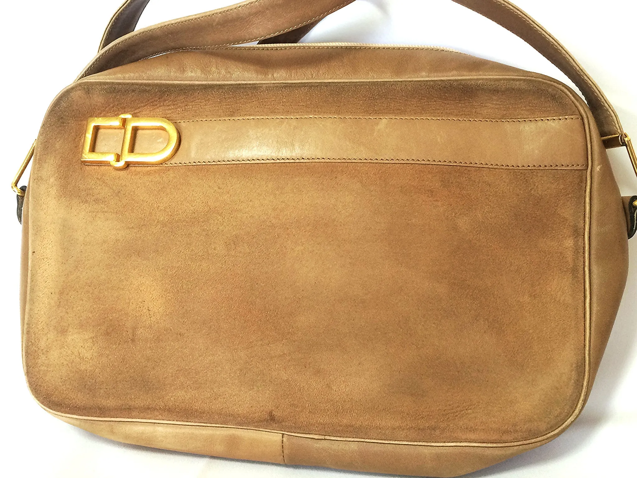Vintage Christian Dior brown beige suede leather shoulder bag with golden CD motif. Masterpiece from MODELE EXCLUSIF. Unisex daily bag. 070403re1