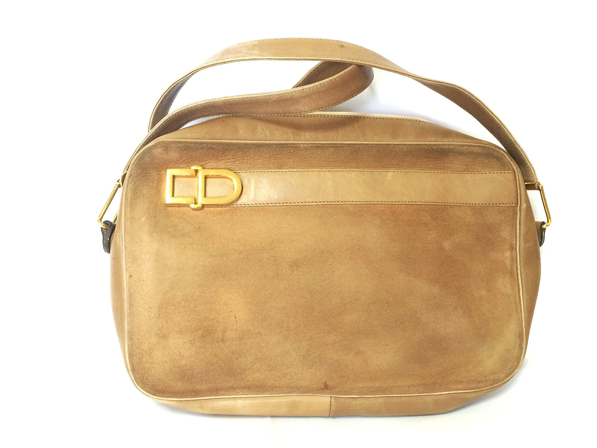 Vintage Christian Dior brown beige suede leather shoulder bag with golden CD motif. Masterpiece from MODELE EXCLUSIF. Unisex daily bag. 070403re1