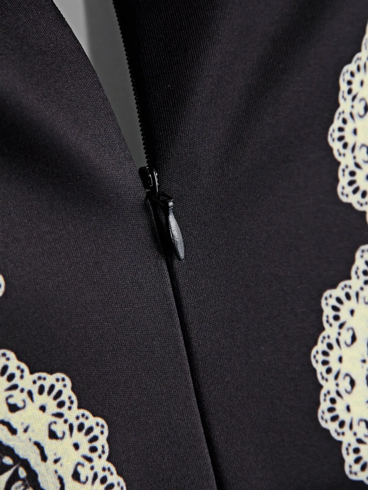 Wholesale Black V-Neck 3/4 Sleeve Length Floral Print Dresses